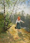 Severin Nilsson Liten hallandsflicka oil painting